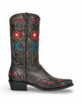 Fancy Blue Bird Vintage Bota Vaquera Midi Artesanal en Piel Vintage para Dama