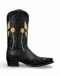 Butterfly Bota Vaquera Midi en Piel Negra para Dama
